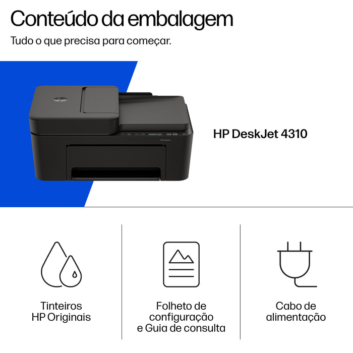 HP DeskJet 4310 Wireless All-in-One Color Printer, Instant Ink, Thermal inkjet, Colour printing, 4800 x 1200 DPI, Colour copying, A4, Grey