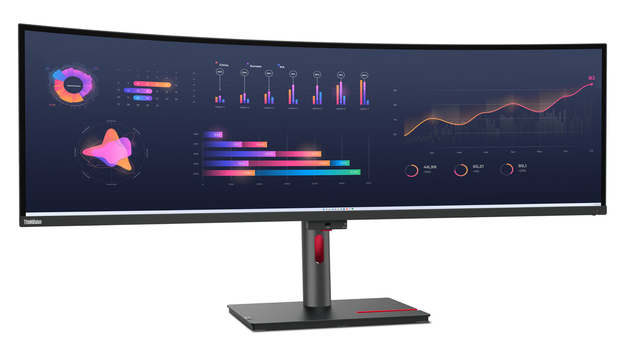 Lenovo ThinkVision P49w-30, 124.5 cm (49"), 5120 x 1440 pixels, DQHD, LED, 6 ms, Black