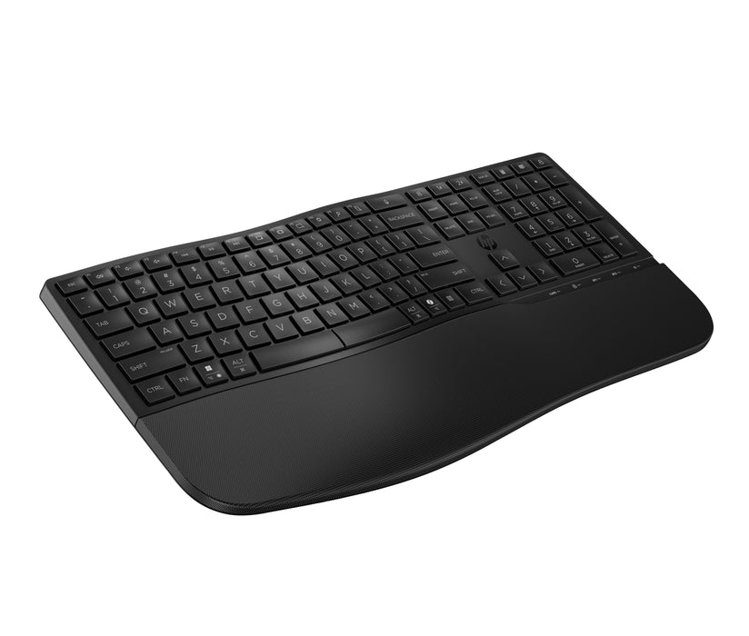 HP 680 Comfort Dual-Mode Keyboard, Full-size (100%), Wireless, RF Wireless + Bluetooth, Plunger key switch, Black