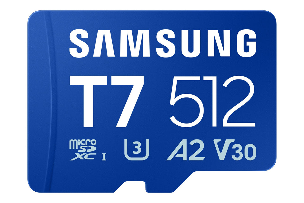 Samsung T7 microSD card, 512 GB, MicroSDHC, Class 10, UHS-I, 170 MB/s, Class 3 (U3)