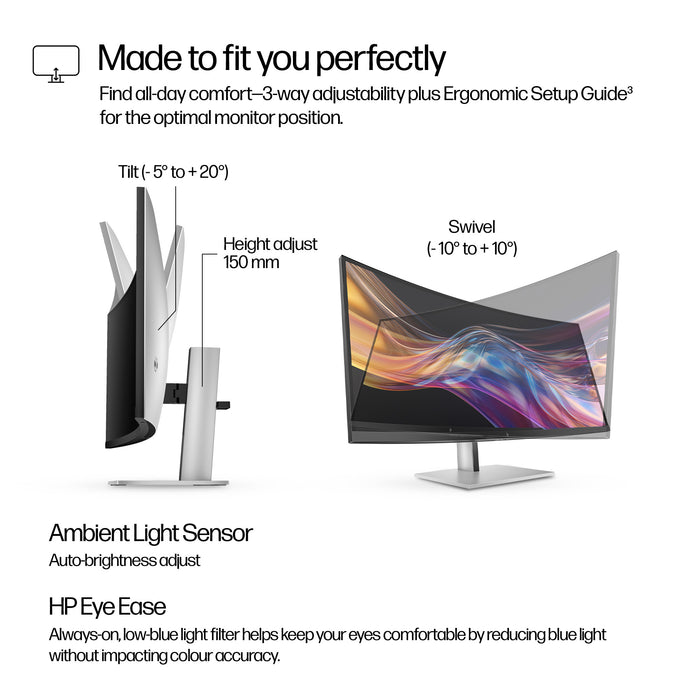 HP Series 7 Pro 37.5 inch WQHD+ Thunderbolt 4 Monitor - 738pu, 95.2 cm (37.5"), 3840 x 1600 pixels, Wide Quad HD+, LCD, 5 ms, Black