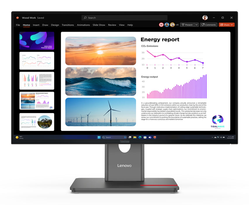 Lenovo ThinkVision P24Q-40 Monitor, 60.5 cm (23.8"), 2560 x 1440 pixels, Wide Quad HD, LED, 6 ms, Black