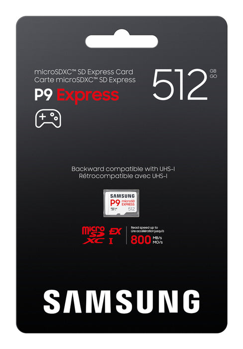 Samsung P9 Express, microSD Express Card, 512 GB, MicroSDXC, UHS-I, 800 MB/s, Class 3 (U3), V30