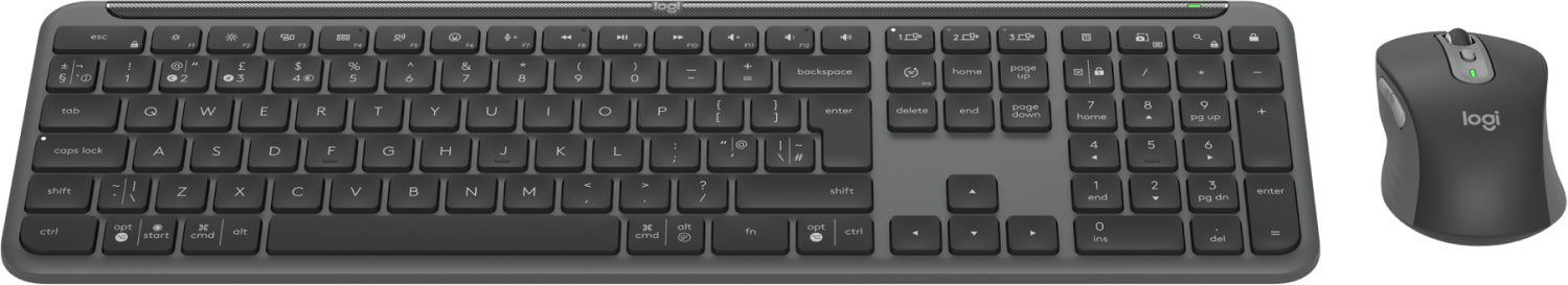 Logitech MK950 Signature for Business, Wireless, RF Wireless + Bluetooth, Scissor key switch, QWERTY, Graphite, Mouse included