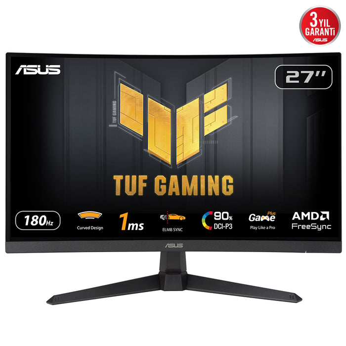 ASUS TUF Gaming VG27VQ3B, 68.6 cm (27"), 1920 x 1080 pixels, Full HD, LCD, 1 ms, Black