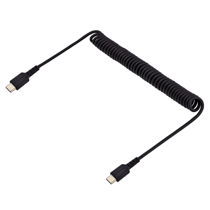 StarTech.com 3ft (1m) USB-C Fast Charging Cable, Rugged, Coiled, Charge & Sync, 3A, USB 2.0, TPE Jacket and Aramid Fiber - USB C Charging Cord, 1 m, USB B, USB C, USB 2.0, 0.48 Gbit/s, Black