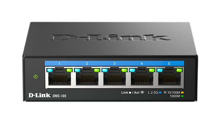 D-Link 5-Port Multi-Gigabit Unmanaged Switch, Unmanaged, 2.5G Ethernet (100/1000/2500), Rack mounting, Desktop