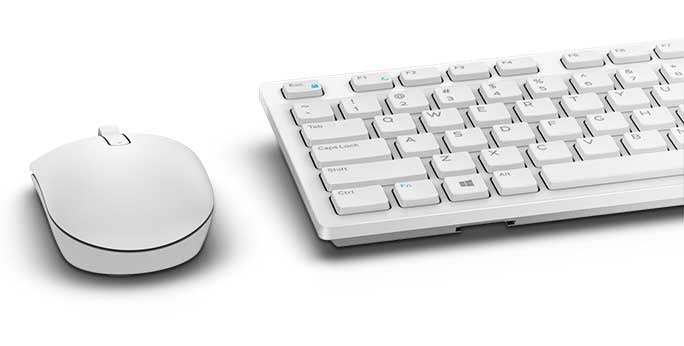 DELL KM636, Full-size (100%), Wireless, RF Wireless, QWERTY, White, Mouse included