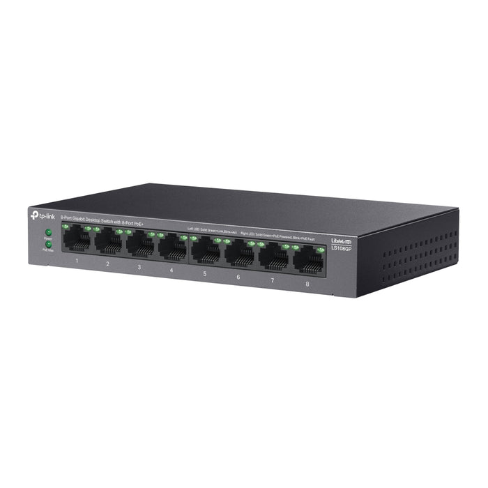 TP-Link LiteWave 8-Port Gigabit Desktop Switch with 8-Port PoE+, Unmanaged, Gigabit Ethernet (10/100/1000), Power over Ethernet (PoE)