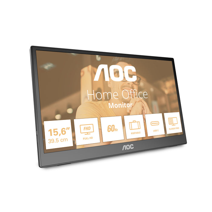 AOC 16T3EA, 39.6 cm (15.6"), 1920 x 1080 pixels, Full HD, 16:9, 4 ms, 60 Hz