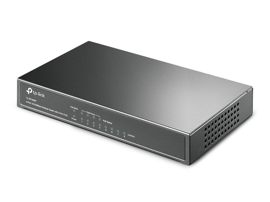TP-Link TL-SF1008P, Unmanaged, Fast Ethernet (10/100), Full duplex, Power over Ethernet (PoE)