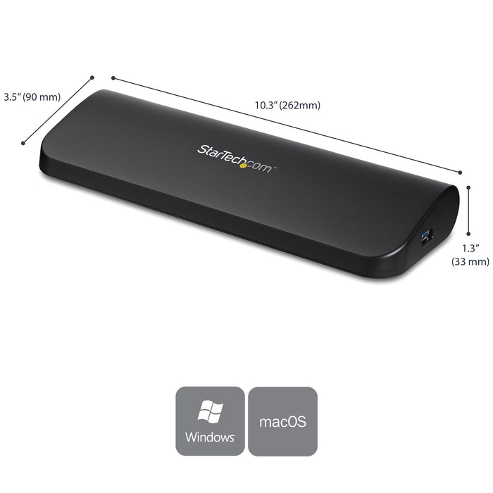 StarTech Dual Monitor USB 3.0 Laptop Docking Station with HDMI/DVI/VGA, 3x USB-A Hub, GbE, Audio, Universal Type-A Dock for Windows/macOS/ChromeOS - TAA Compliant (USB3SDOCKHDV)