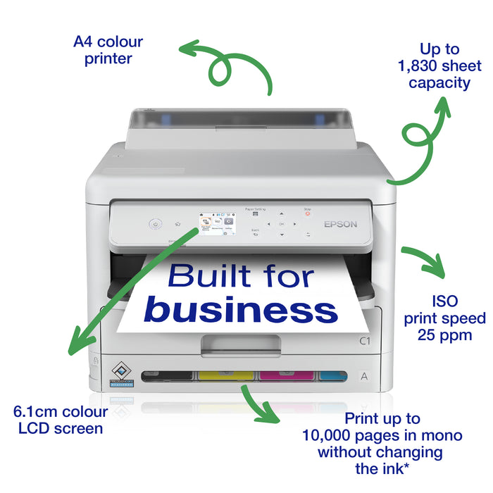 Epson WF-C5390DW, Colour, 4800 x 1200 DPI, 4, A4, 75000 pages per month, 34 ppm