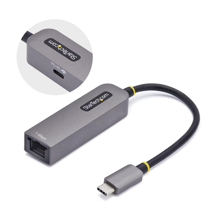 StarTech.com USB-C to Ethernet Adapter, NIC, 100W PD Pass-Through, USB 3.0 Type-C 1Gbps Multi Speed Network Adapter, Thunderbolt Compatible, Windows & Mac, Wired, USB Type-C, Ethernet, 5000 Mbit/s, Grey