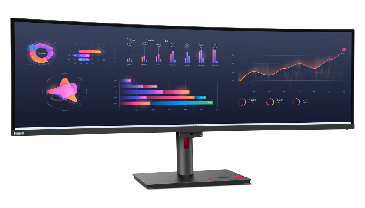 Lenovo ThinkVision P49w-30, 124.5 cm (49"), 5120 x 1440 pixels, DQHD, LED, 6 ms, Black