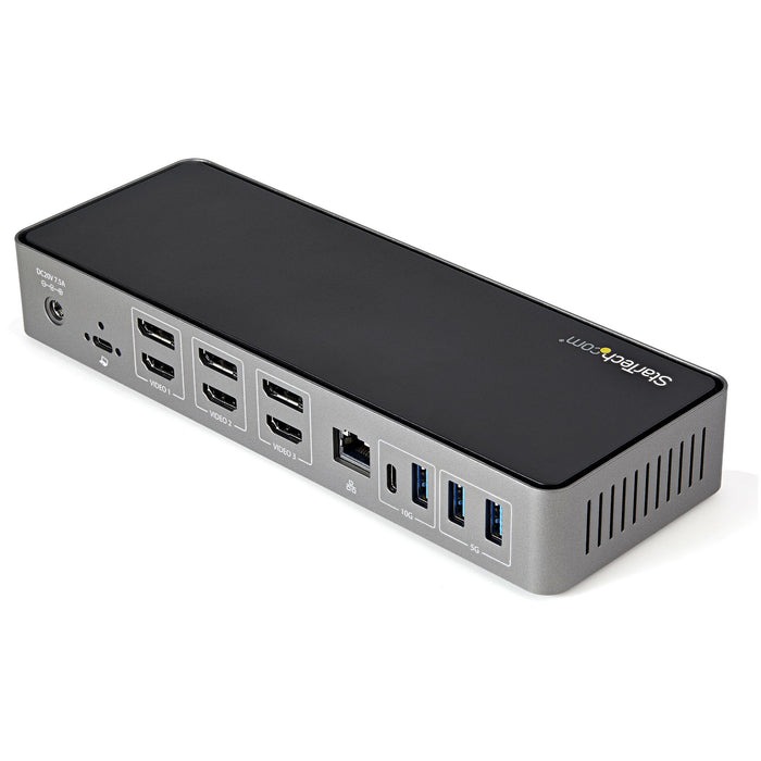 StarTech.com USB-C & USB-A Dock - Hybrid Universal Triple Monitor Laptop Docking Station DisplayPort & HDMI 4K 60Hz - 85W Power Delivery, 6x USB Hub, GbE, Audio - USB 3.1 Gen 2 10Gbps , TAA (DK31C3HDPDUE)