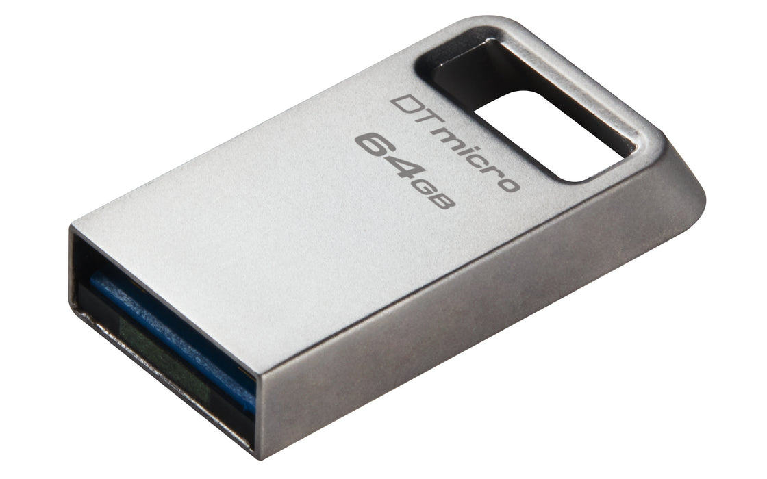 Kingston Technology DataTraveler 64GB Micro 200MB/s Metal USB 3.2 Gen 1, 64 GB, USB Type-A, 3.2 Gen 1 (3.1 Gen 1), 200 MB/s, Capless, Silver