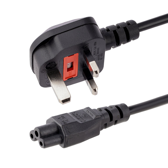 StarTech.com 3ft (1m) UK Laptop Power Cable, BS 1363 to C5 (Clover Leaf), 2.5A 250V, 18AWG, UK Laptop Replacement Cord, Printer Power Cable, Laptop Charger Cord, Laptop Power Brick Cord, 1 m, BS 1363, C5 coupler, 250 V, 2.5 A