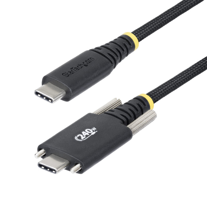 StarTech.com 6ft (2m) USB-C Charging Cable, Durable and Ultra-Flexible, Side Screw Locking, 240W (5A) PD EPR, USB 2.0 Laptop Charger Cable, USB-IF Certified, Rugged USB-C Charging Cord, 2 m, USB C, USB C, USB 2.0, 0.48 Gbit/s, Black