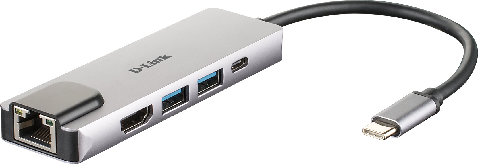 D-Link 5-in-1 USB-C Hub with HDMI/Ethernet and Power Delivery, Wired, Thunderbolt 3, 60 W, 10,100,1000 Mbit/s, IEEE 802.3, IEEE 802.3ab, IEEE 802.3az, IEEE 802.3u, IEEE 802.3x, Aluminium