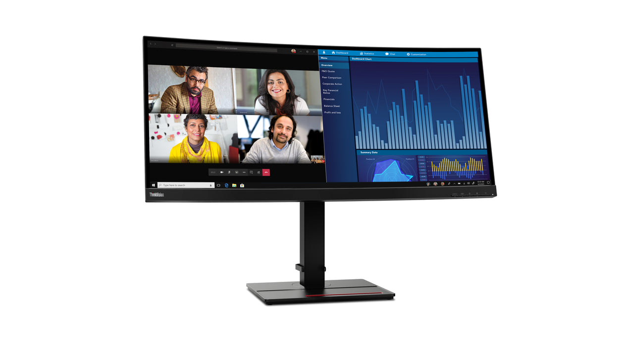 Lenovo ThinkVision P34w-20, 86.7 cm (34.1"), 3440 x 1440 pixels, Wide Quad HD, LED, 6 ms, Black