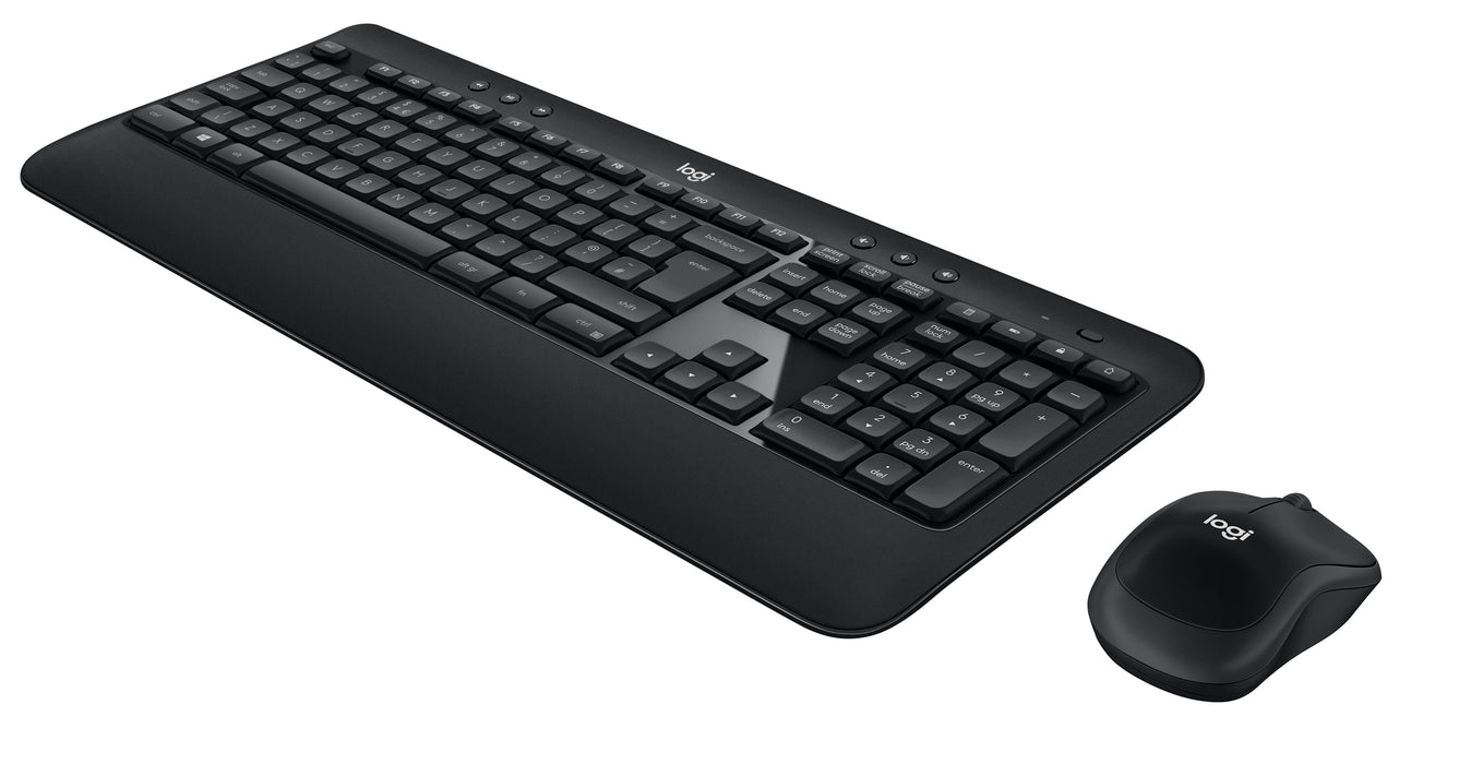 Logitech ADVANCED Combo Wireless Keyboard and Mouse, Full-size (100%), USB, QWERTY, Black, Mouse included