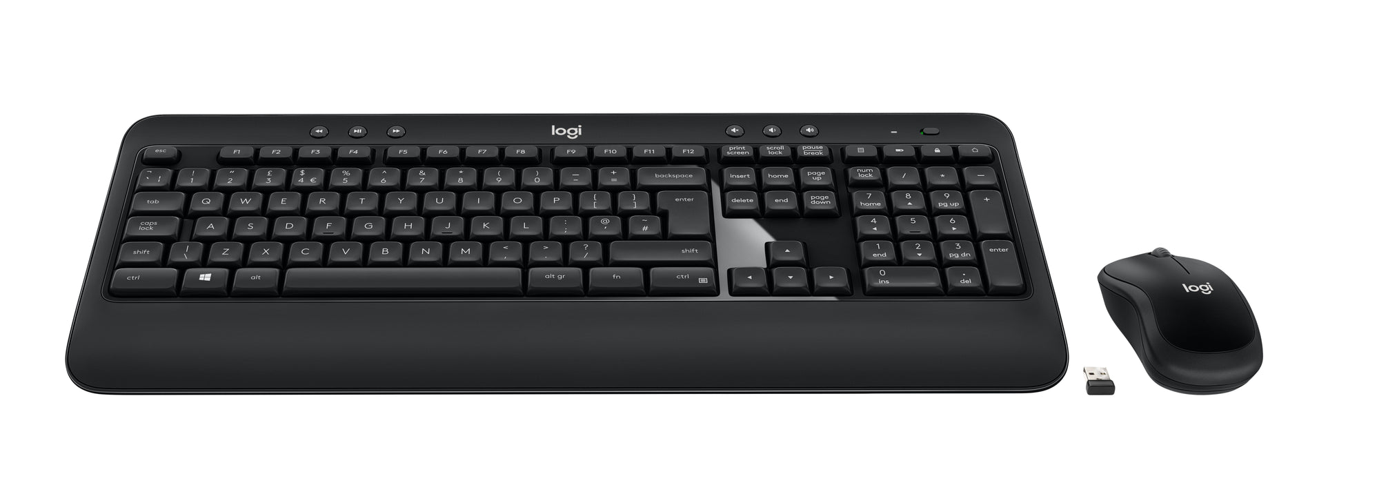 Logitech ADVANCED Combo Wireless Keyboard and Mouse, Full-size (100%), Wired, USB, QWERTY, Black, Mouse included