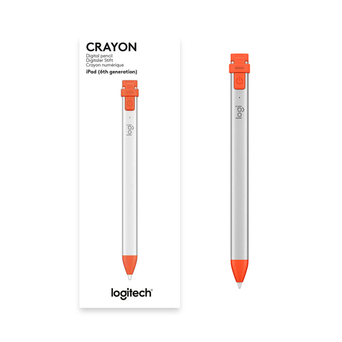 Logitech Crayon, Tablet, Apple, Orange, Silver, iPad 6th, Orange, Built-in