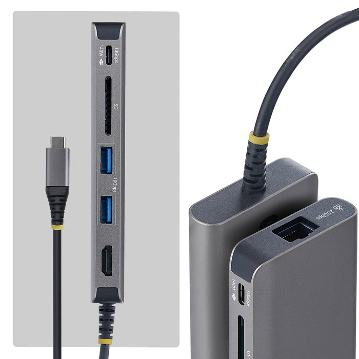 StarTech.com USB-C to HDMI Multiport Adapter, 140W PD Charging, 4K 60Hz, 3-Port USB 10Gbps Hub, SD Card Slot, 2.5GbE, Mini Dock for MacBook / Dell / Thinkpad / HP, Wired, USB 3.2 Gen 2 (3.1 Gen 2) Type-C, 140 W, 10,100,1000,2500 Mbit/s, Grey, SD
