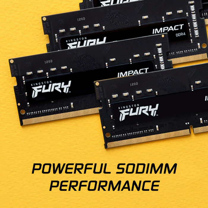 Kingston Technology FURY 16GB 3200MT/s DDR4 CL20 SODIMM Impact, 16 GB, 1 x 16 GB, DDR4, 260-pin SO-DIMM
