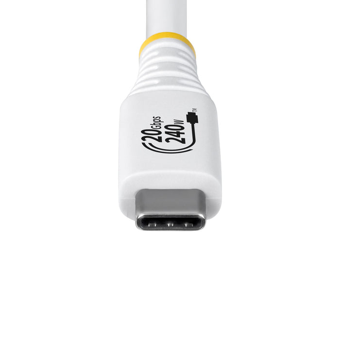 StarTech.com 2m (6ft) USB4 Cable, 20Gbps, USB-IF Certified USB-C Cable, 240W PD EPR, 4K 120Hz DP 2.1, TPE Jacket, White USB-C Cord, 2 m, USB C, USB C, USB4 Gen 2x2, 20 Gbit/s, White