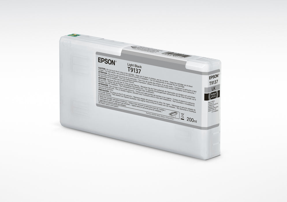 Epson T9137 Light Black Ink Cartridge (200ml), Standard Yield, Black, Pigment-based ink, 200 ml, 1 pc(s), Single pack