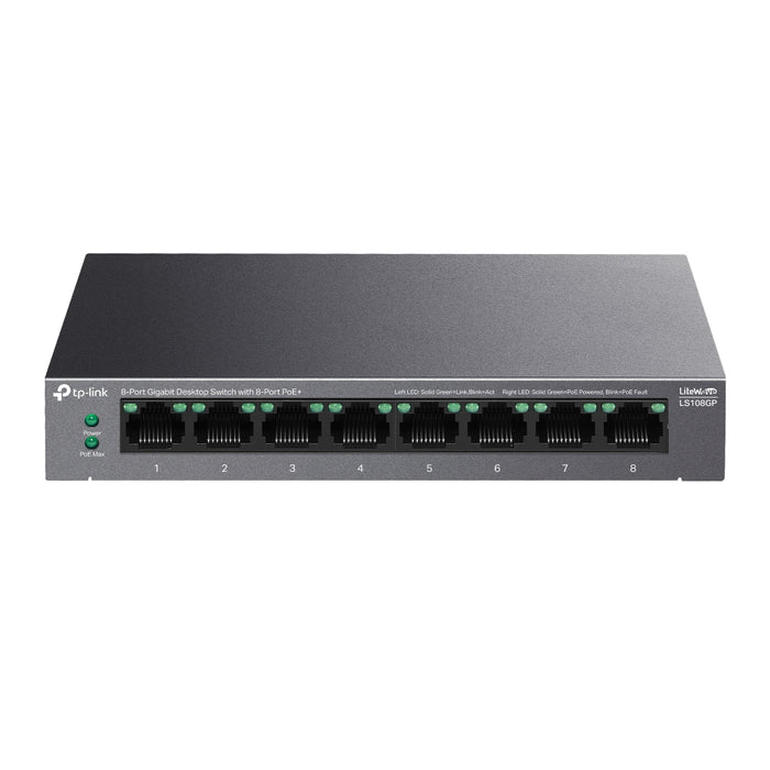 TP-Link LiteWave 8-Port Gigabit Desktop Switch with 8-Port PoE+, Unmanaged, Gigabit Ethernet (10/100/1000), Power over Ethernet (PoE)