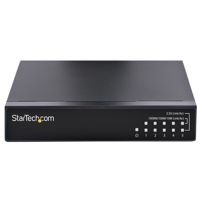 StarTech.com Unmanaged 2.5G Switch - 5 Port Gigabit Switch - 2.5GBASE-T Unmanaged Ethernet Switch - Ethernet Splitter - Din Rail or Wall Mount - Multi-Gigabit - Auto-MDIX - 9K Jumbo, Unmanaged, 2.5G Ethernet (100/1000/2500), Full duplex, Wall mountable