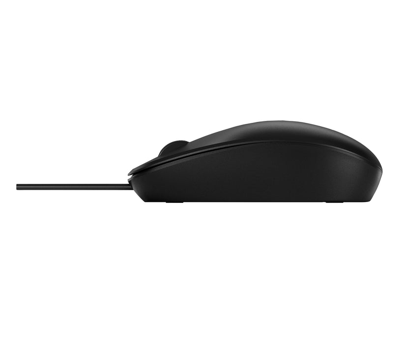 HP 125 Wired Mouse, Ambidextrous, Optical, USB Type-A, 1200 DPI, Black