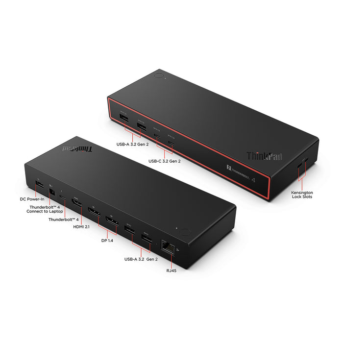 Lenovo 40BG0135UK, Wired, Thunderbolt 4, 100 W, 2500 Mbit/s, Black, Eclipse Black