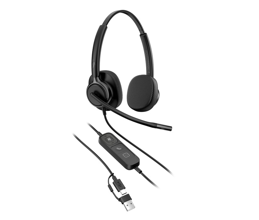 HP Poly Mission 425 Stereo USB Wired Headset, Wired, Calls/Music, 132 g, Headset, Black
