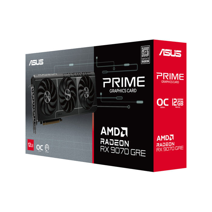 ASUS Prime -RX9070GRE-O12G, Radeon RX 9070 GRE, 12 GB, GDDR6, 192 bit, 7680 x 4320 pixels, PCI Express 5.0
