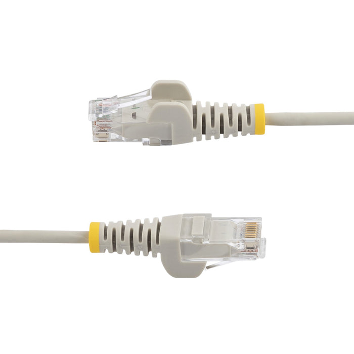 StarTech.com 10m Gray Slim CAT6 Ethernet Cable, Snagless, 100W PoE, UTP, LSZH, 28AWG Pure Bare Copper Wire, Slim RJ45 Network Patch Cord w/Strain Reliefs, Individually Tested, 10 m, Cat6, U/UTP (UTP), RJ-45, RJ-45, Grey