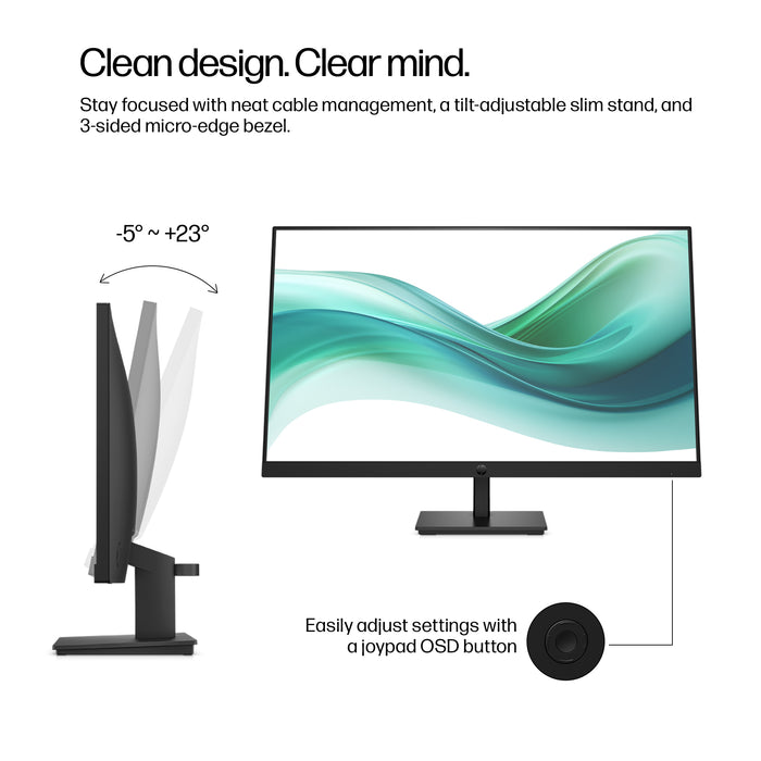 HP Series 3 Pro 27 inch FHD Monitor - 327pf, 68.6 cm (27"), 1920 x 1080 pixels, Full HD, LCD, 5 ms, Black