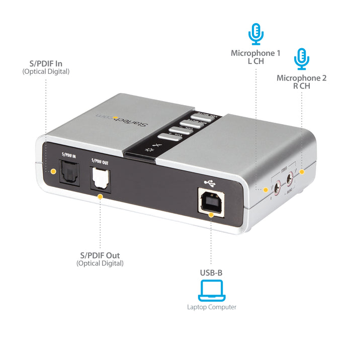 StarTech.com 7.1 USB Audio Adapter External Sound Card with SPDIF Digital Audio, 7.1 channels, 16 bit, USB