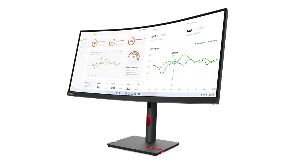 Lenovo ThinkVision T34w-30, 86.4 cm (34"), 3440 x 1440 pixels, Wide Quad HD, LED, 6 ms, Black