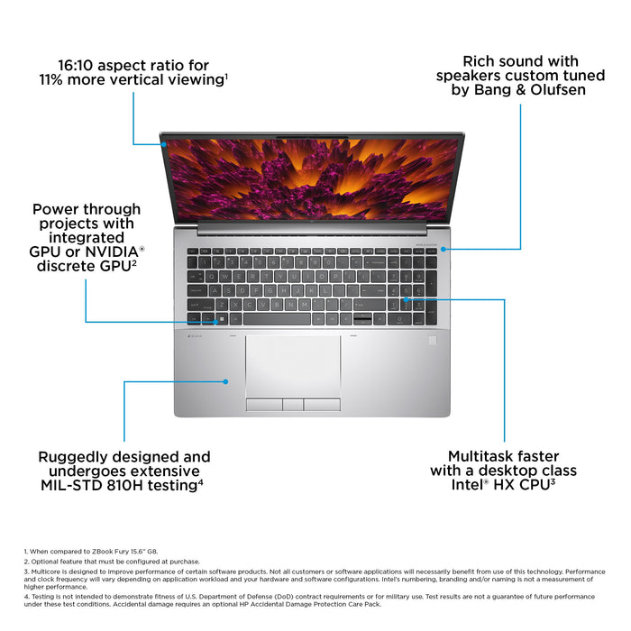 HP ZBook Fury 16 G10, Intel® Core™ i7, 2.1 GHz, 40.6 cm (16"), 1920 x 1200 pixels, 16 GB, 512 GB
