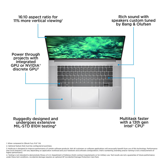 HP ZBook Studio G10, Intel® Core™ i7, 2.4 GHz, 40.6 cm (16"), 3840 x 2400 pixels, 32 GB, 1 TB