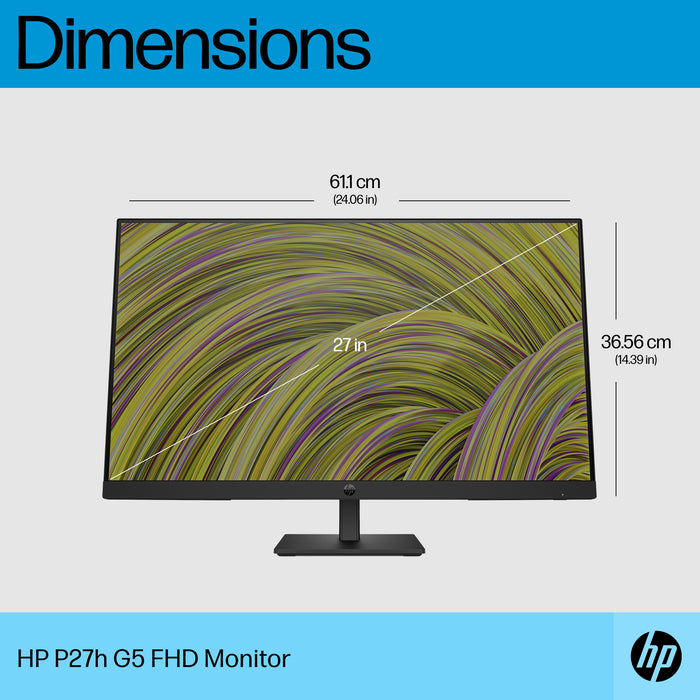 HP P27h G5 FHD Monitor, 68.6 cm (27"), 1920 x 1080 pixels, Full HD, LCD, 5 ms, Black