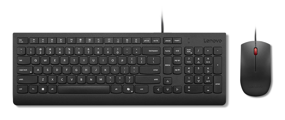 Lenovo KB MICE_BO Essencial WR KBMS GB A1, Full-size (100%), Wired, USB, Black, Mouse included
