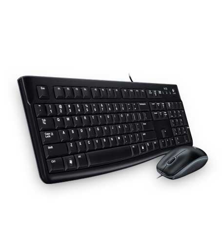 Logitech Desktop MK120, Wired, USB, QWERTY, Black, Mouse included