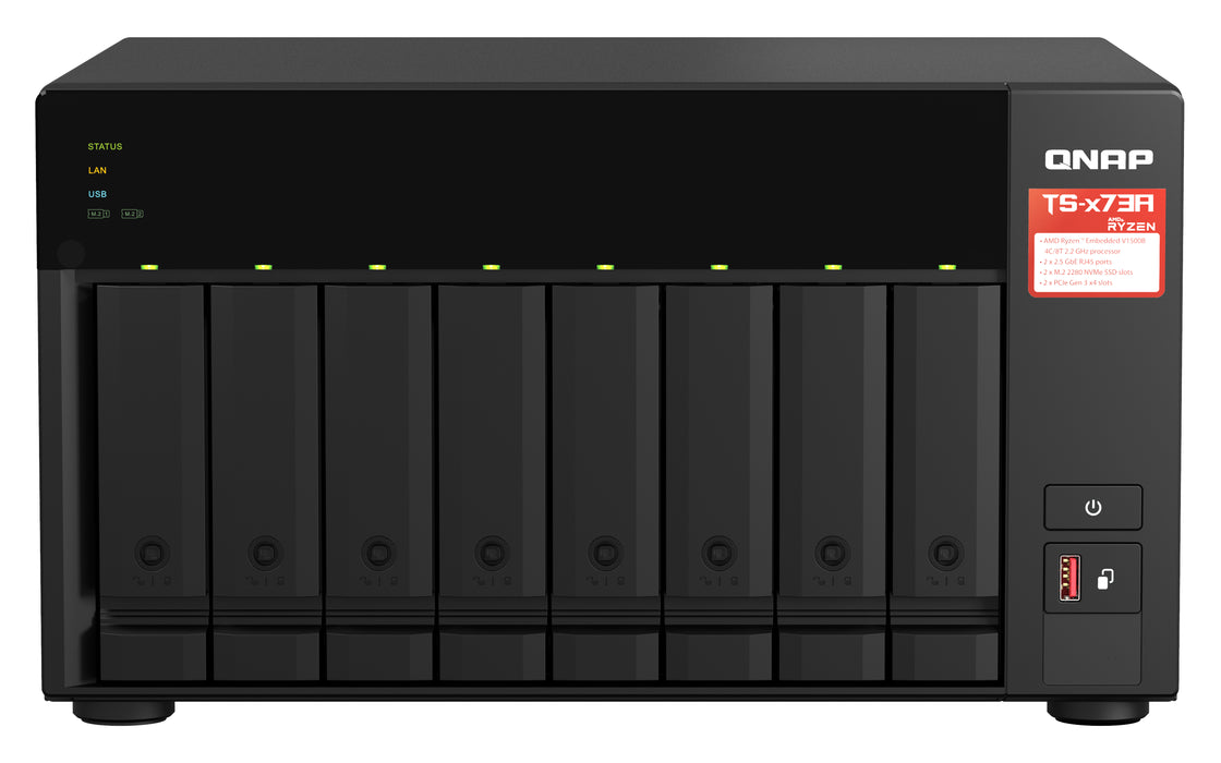 QNAP TS-873A, NAS, Tower, Ryzen Embedded, V1500B, 8 GB, DDR4