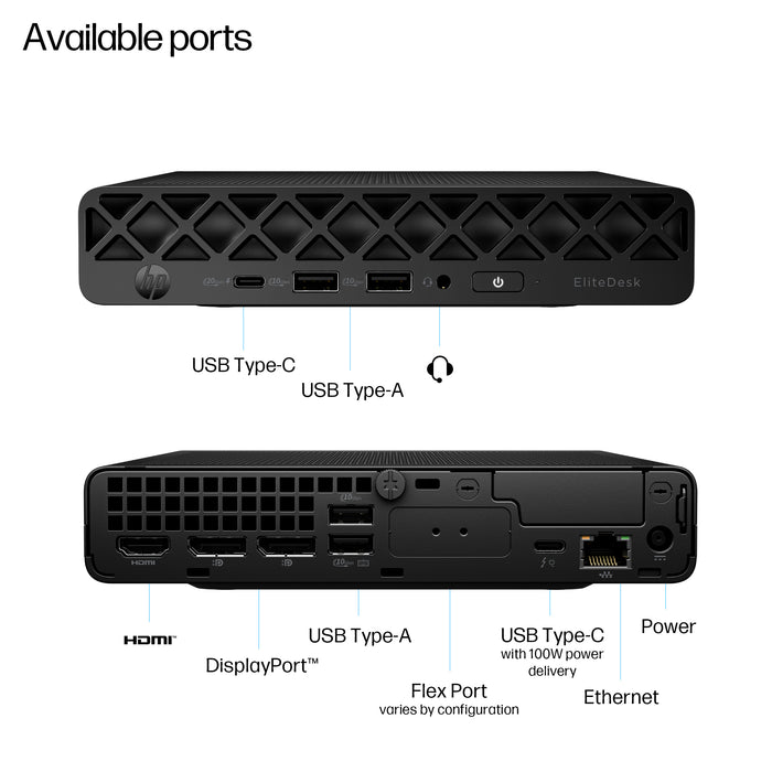 HP EliteDesk 8 Mini G1i AI, Intel Core Ultra 5, 235T, 16 GB, DDR5-SDRAM, 512 GB, Windows 11 Pro