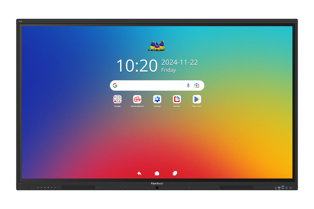 Viewsonic IFP 75IN 4K ANDROID 16 EDLA 64, 190.5 cm (75"), 1650.24 x 928.26 mm, 450 cd/m², 1.07 billion colours, 3840 x 2160 pixels, TFT-LCD